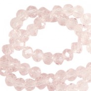 Faceted glass beads 3x2mm disc Primrose pink-pearl shine coating